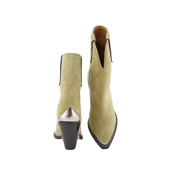 Isabel Marant Suede Cowboy Boots Tan Size 6 Silver Tip - Picture 1 of 9